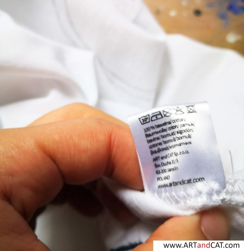 take care of hand painted tees label
