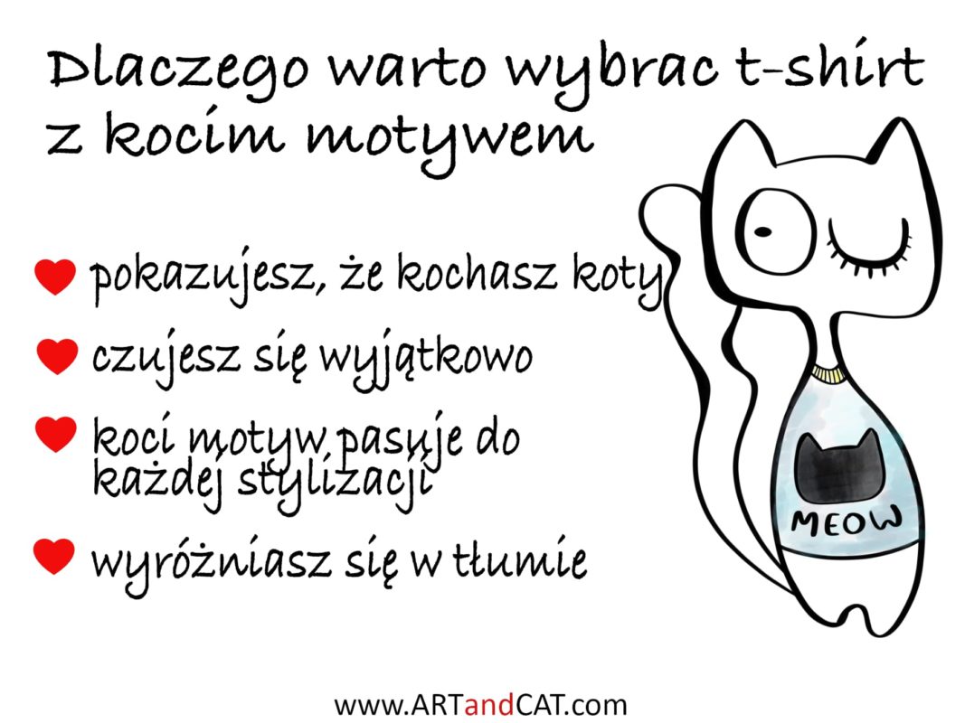 infografika koszulka dla kociarza kot w koszulce śmieszny rysunek kota